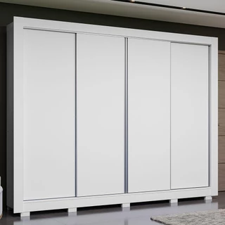 Guarda-Roupa Casal Madesa Montana 4 Portas de Correr de Madeira Com Pés