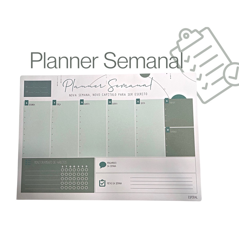 Bloco Planner Planejamento de Mesa Semanal 50 folhas | Shopee Brasil