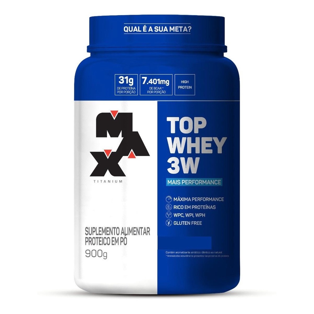 Top Whey 3w Protein + Perfomance 900g Pote – Max Titanium