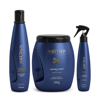 Kit Linha A Shampoo 300mL, Máscara 500g e Spray 150mL Aneethun