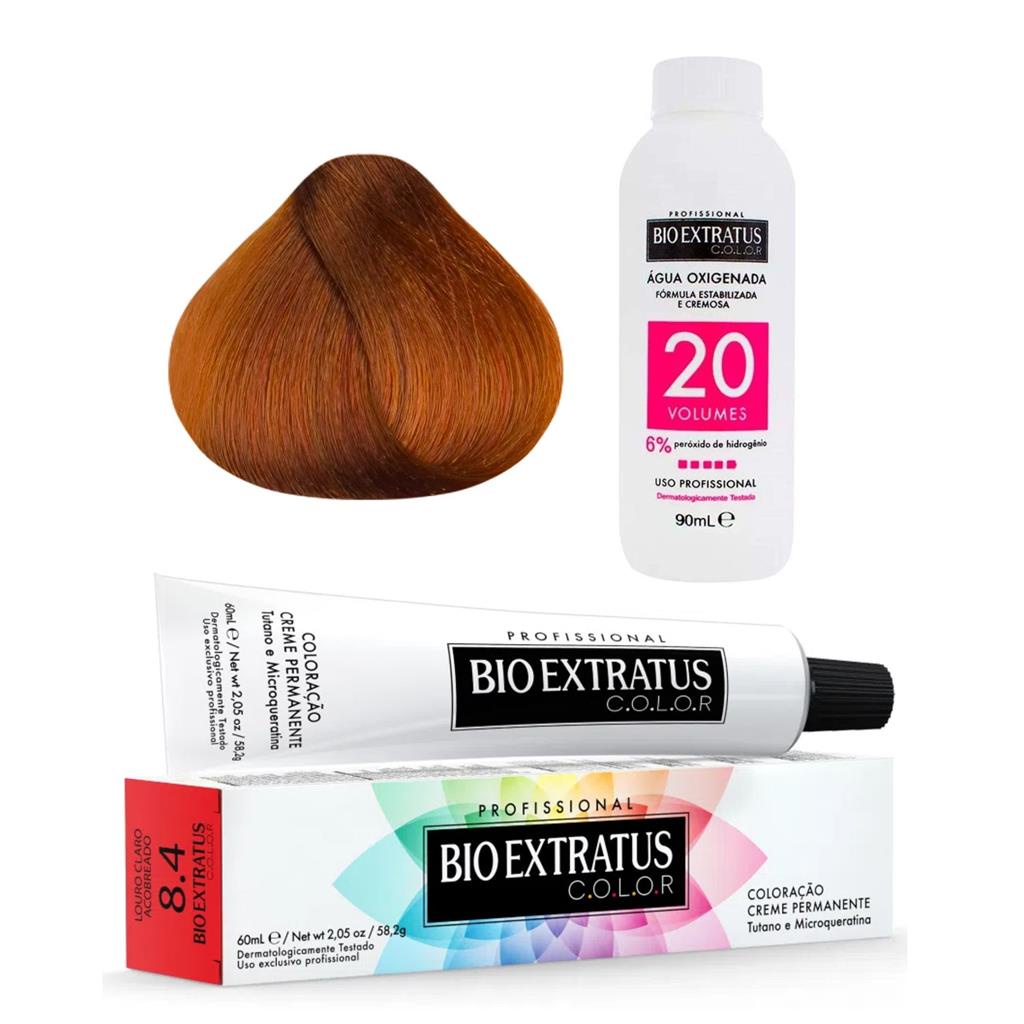 Coloração Bio Extratus Color 8.4 Louro Claro Acobreado Com OX 20vol ...