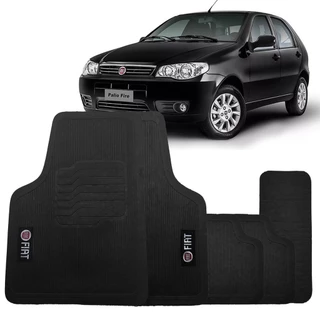 Jogo Tapete Borracha Palio Fire 2002 a 2017 com Logo Fiat