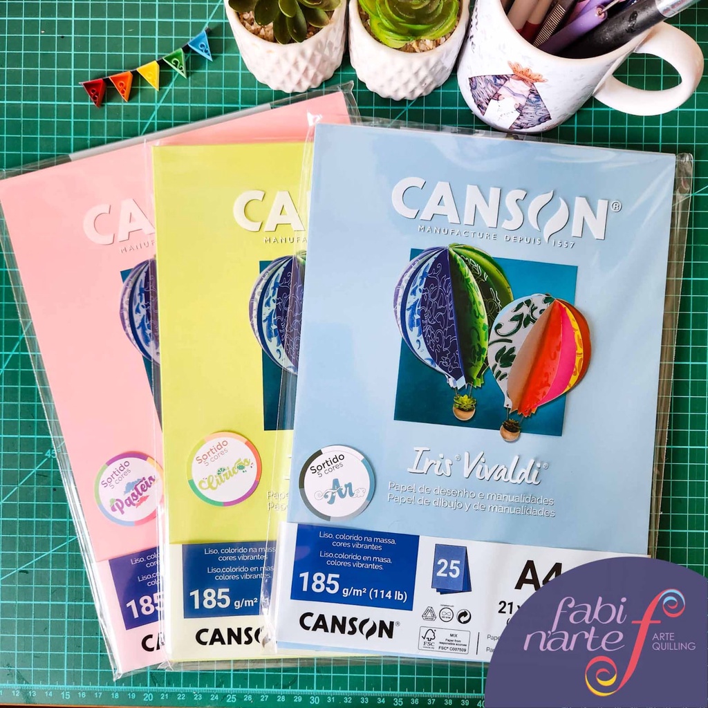 Canson Iris Vivaldi - Paquet 25 Feuilles De Papier Couleur A4 - 240g/m² - Assortiment De Vert Feuille Format Raisin