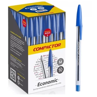Caneta Esferografica Economic Caixa com 50 Unidades Azul - Compactor