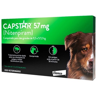Antipulgas Capstar 57mg Cães de 11,4kg a 57Kg C/1 Comprimido