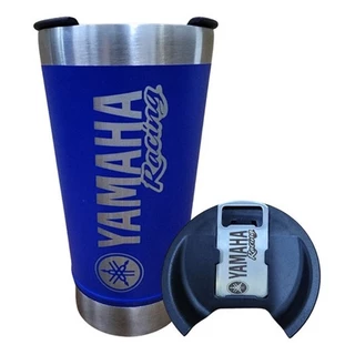 Copo Térmico 473ml Com Tampa e Abridor Garrafa Yamaha Racing