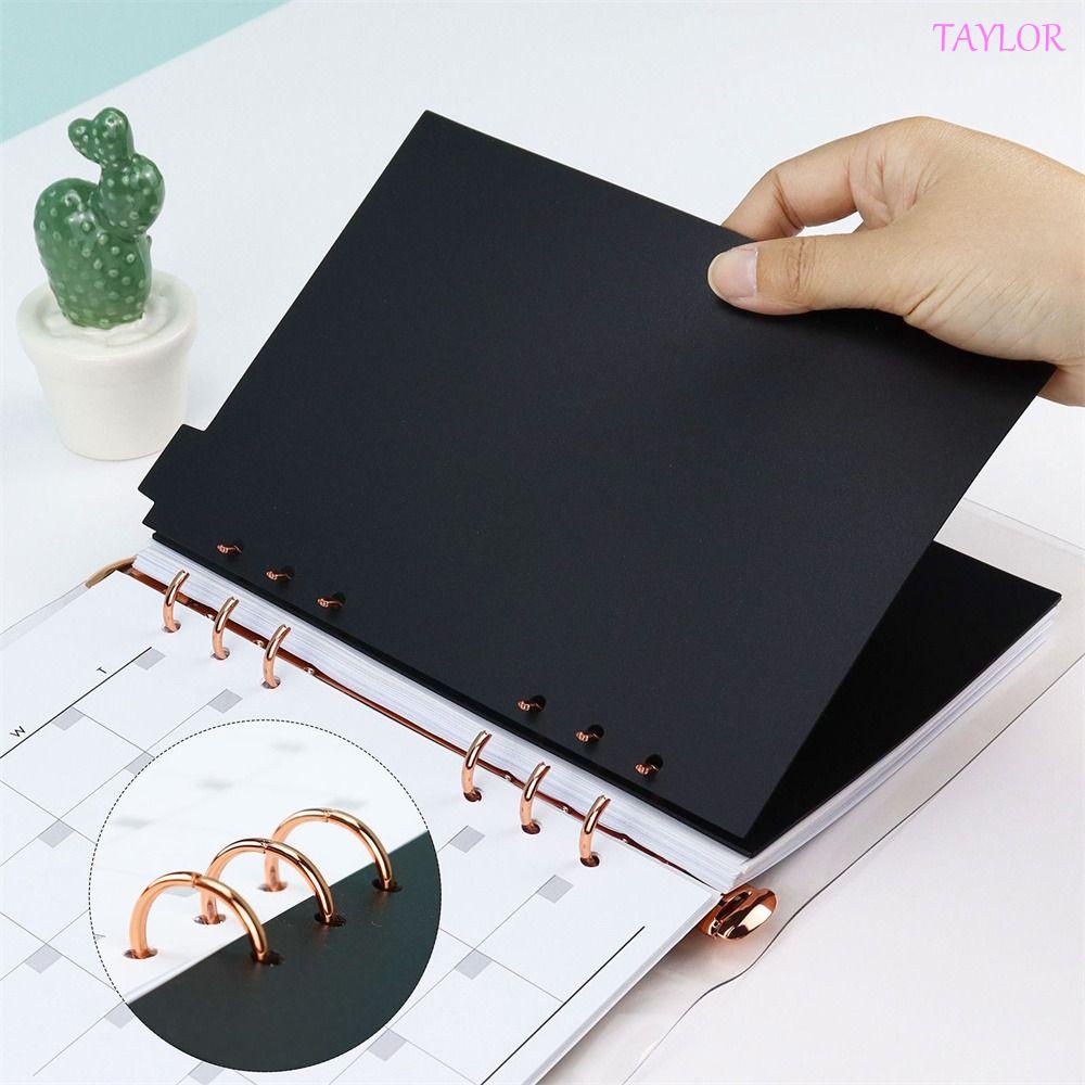 Taylor ndice papelaria divis ria 6 furos planeador de papel preto a5