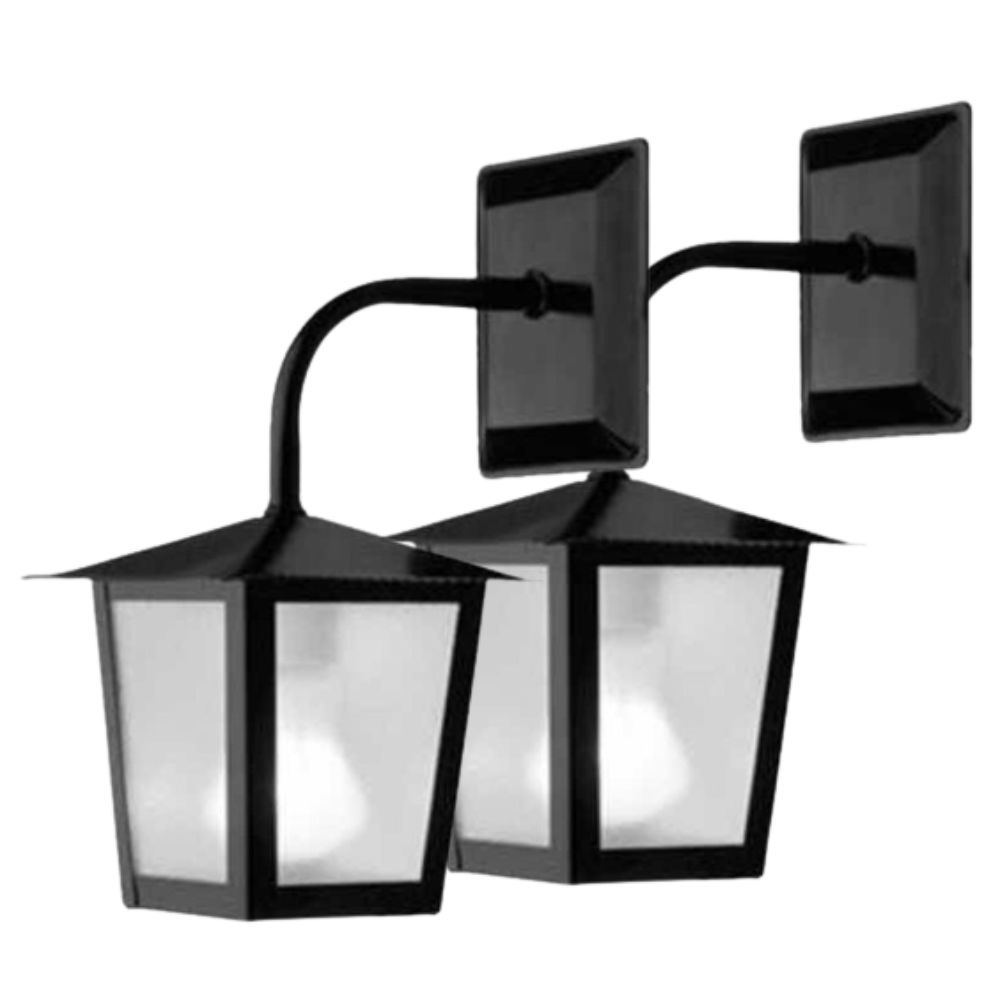 Kit C/ 2 Luminárias Arandela de Parede Colonial Externa Quadrada Preta