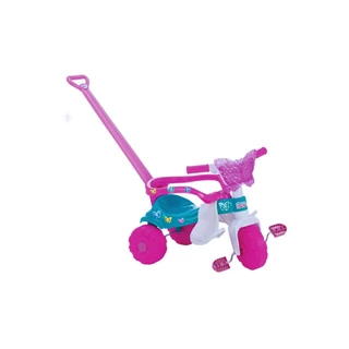 Triciclo Butterfly Motoca Menina Infantil Rosa com Cestinha Borboleta Empurrador Magic Toys Bebê