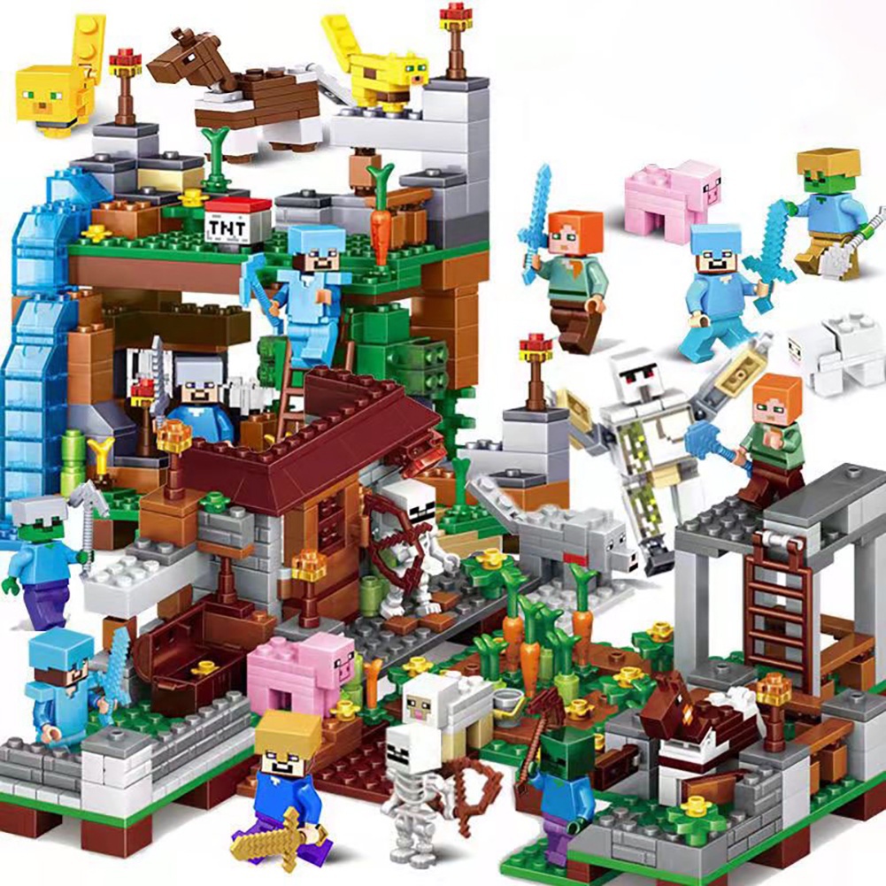 Bonecos My World Bloco Montar Aventura Ação Minecraft Lego