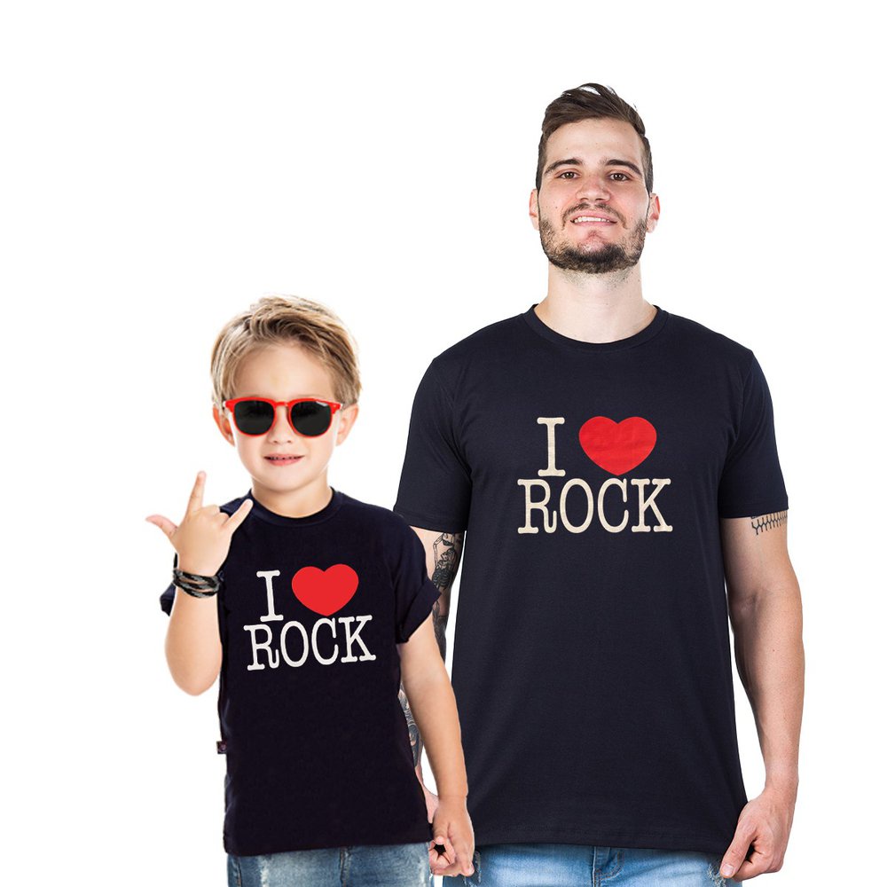 Kit Tal Pai Tal Filho Camisetas I Love Rock 100% algodão | Shopee Brasil