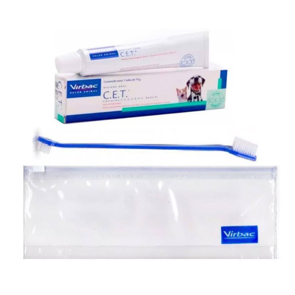 Kit Saude Oral Virbac Pasta CET Escova e Necessaire