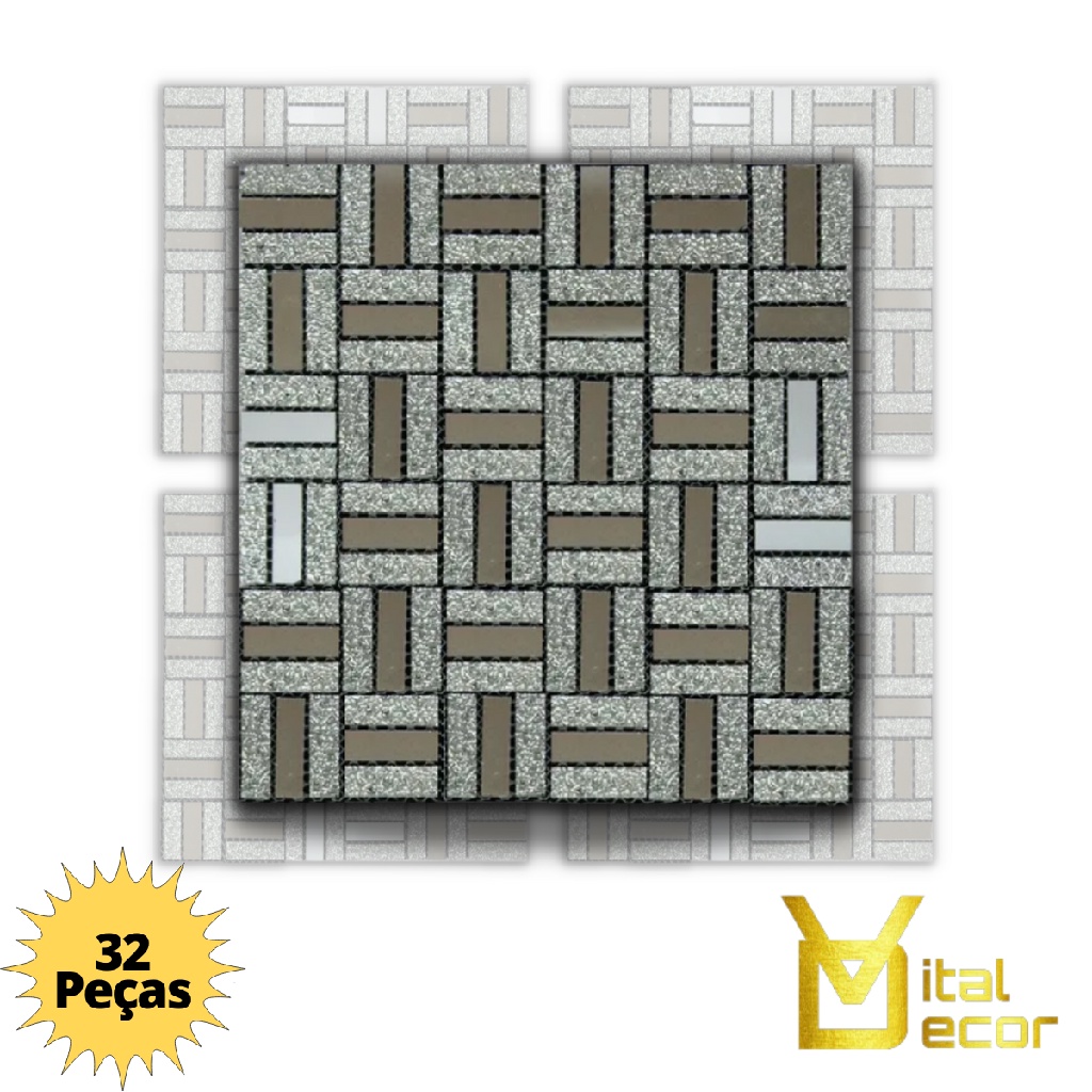 Kit 32 Pastilhas Adesivas De Vidro Espelhada Prateada 30x30cm | Shopee ...
