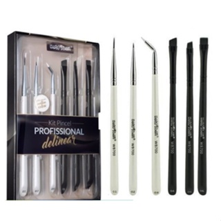Kit WB700 com 6 pincéis profissionais para delinear Macrilan Linha W
