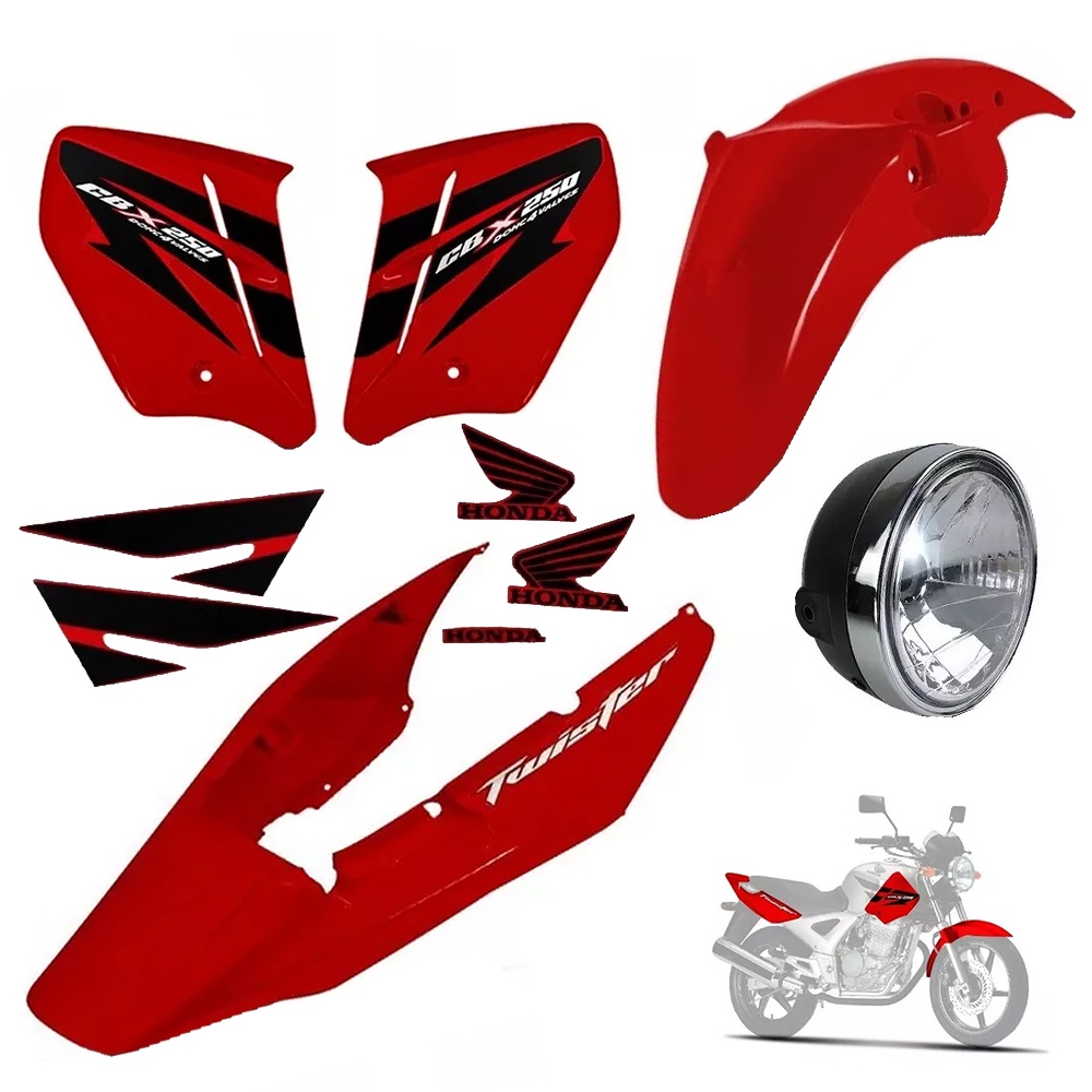 Kit Carenagem Paralama Farol Cbx 250 Twister Vermelho 2008 Shopee Brasil