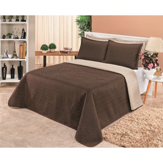 Cobre Leito Casal Queen 3 Pcs Clara Colcha Dupla Face Com Vies Matelado