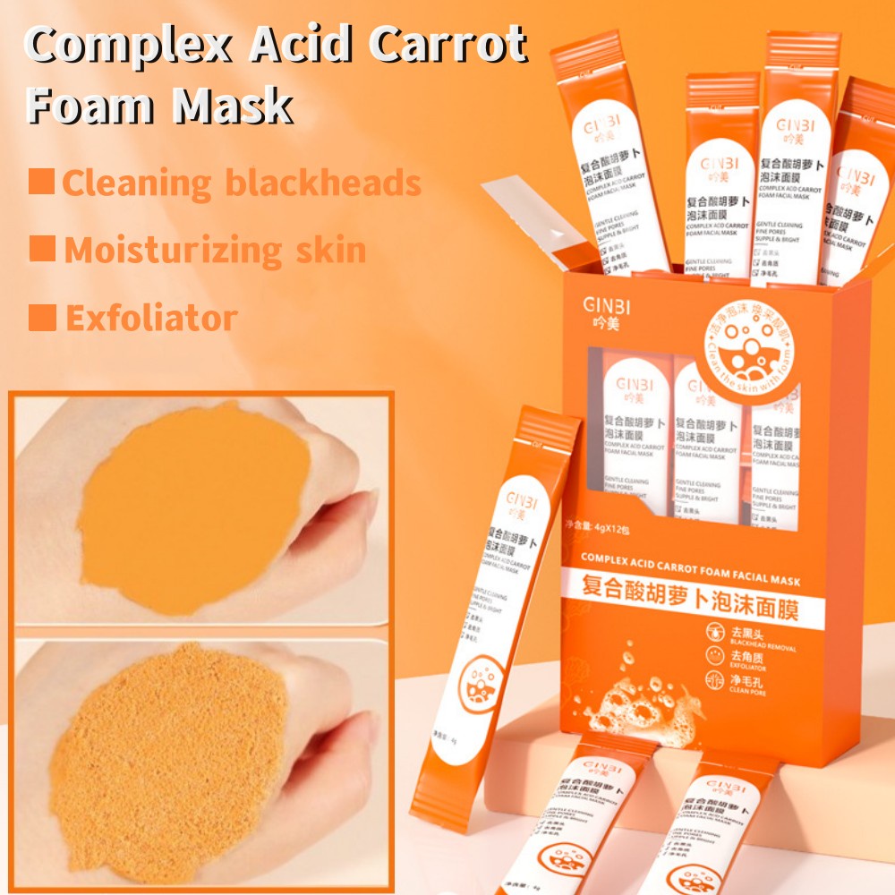 12Pcs/box Complexo Máscara Facial Cenoura Ácida Bolha De Remover Blackheads Limpeza Profunda Controle De Óleo Anti-acne Branqueamento Cuidados Com A Pele