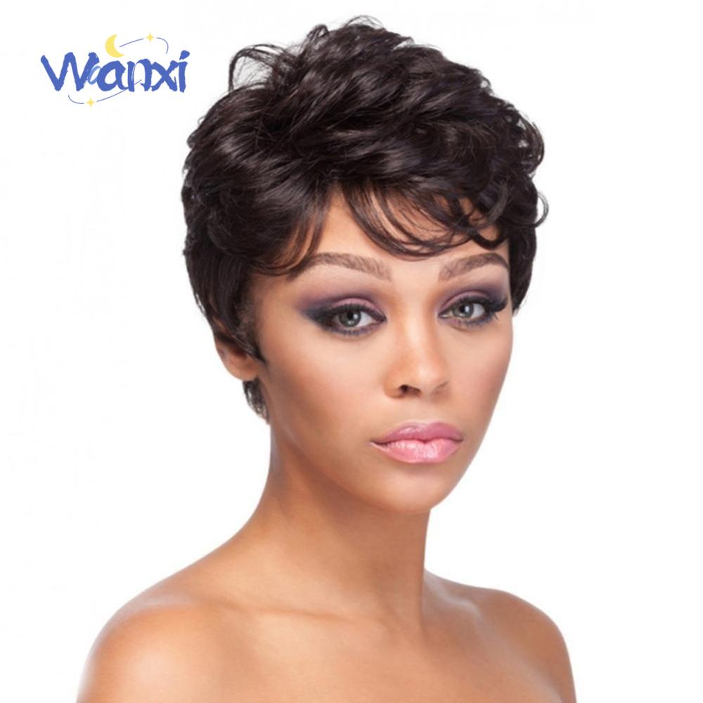Wanxi cabelo afro crespo deusa falso peruca cacheada peruca cabelo ondulado perucas peruca da moda Peruca Curta Ondulada Marrom Cabelo Macio Respirável Acessórios Extensão Capilar Feminina Falsa Parte Lateral Natural Invisível Cacheada