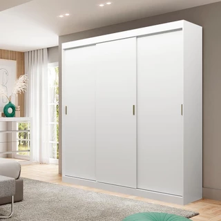 Guarda Roupa Casal 3 Portas 4 Gav Branco Carraro