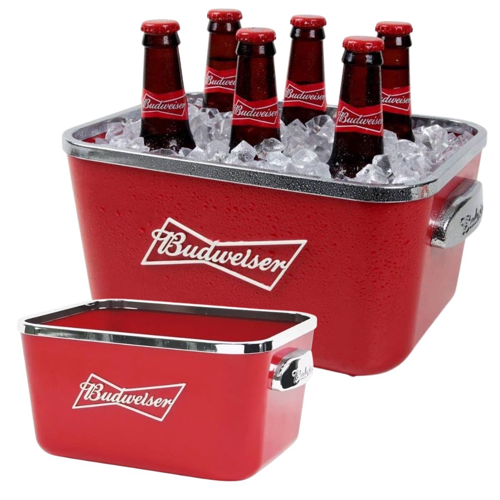 Balde Servir Bebidas Cerveja Bar Budweiser Em Relevo Aluminio Retangular Shopee Brasil