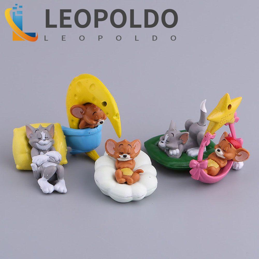 LEOPOLDO Tom & Jerry 5 Pçs/Set Miniaturas De Ação PVC Q Versão Ornamentos De Boneca De Gato E Rato