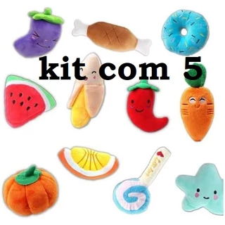 Kit 5 Pelúcias apito Pet Cães Cachorros Pequeno Médio Porte