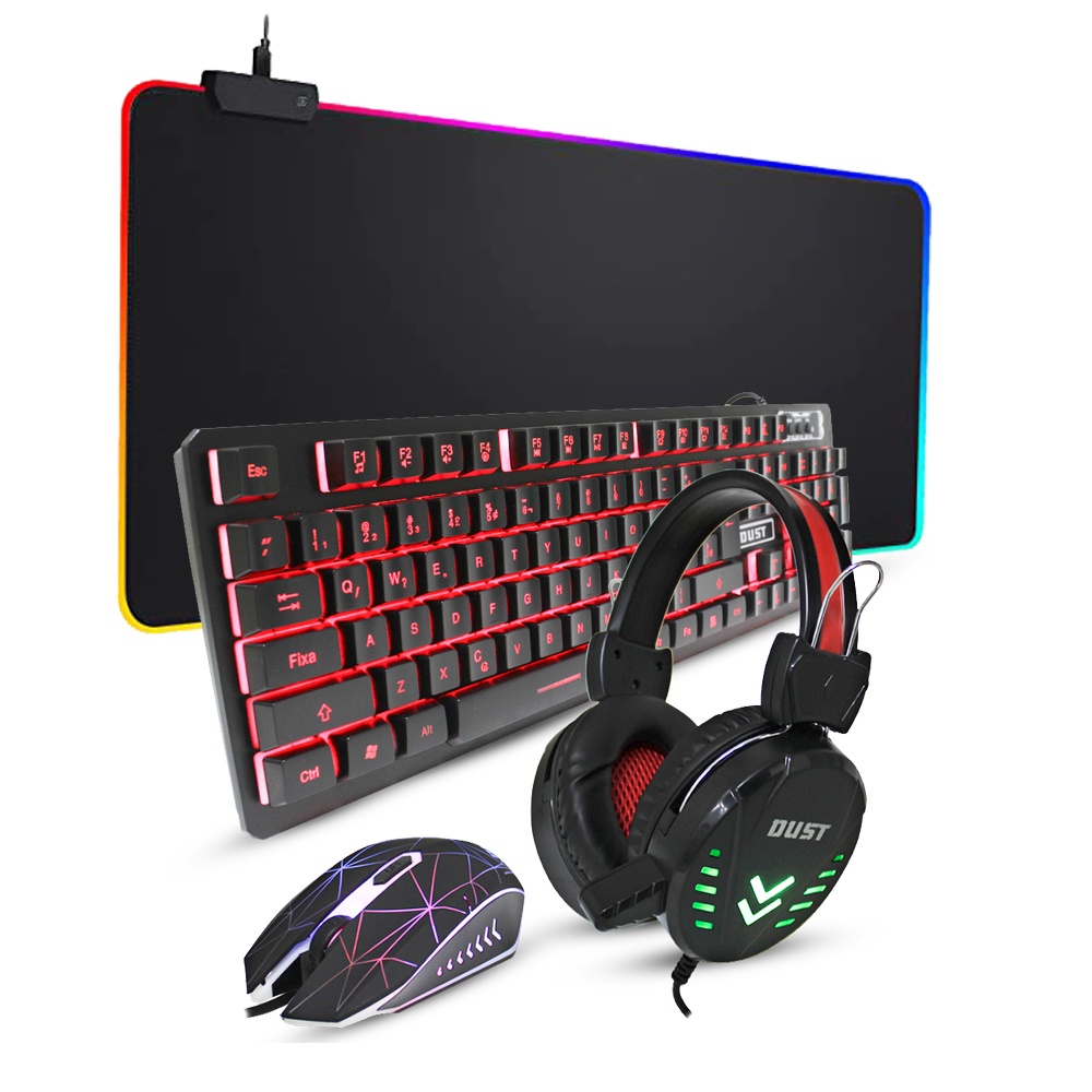 Kit Gamer 3 em 1 + MousePad com Led nas Bordas 80x30cm | Shopee Brasil