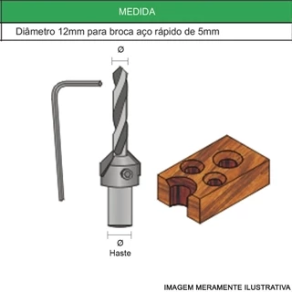 Fresa Escareador 12mm 45º para Madeira 22A1250.04 Radix