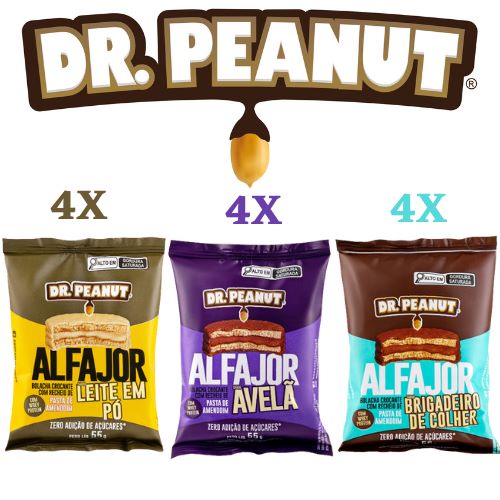 Alfajor Dr. Peanut 55g com Whey Protein - Caixa 12 unid