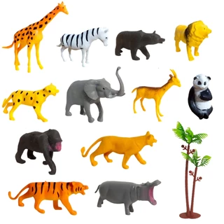 Animais Do Safari Kit Bichos De Plástico Com 12 Bonecos