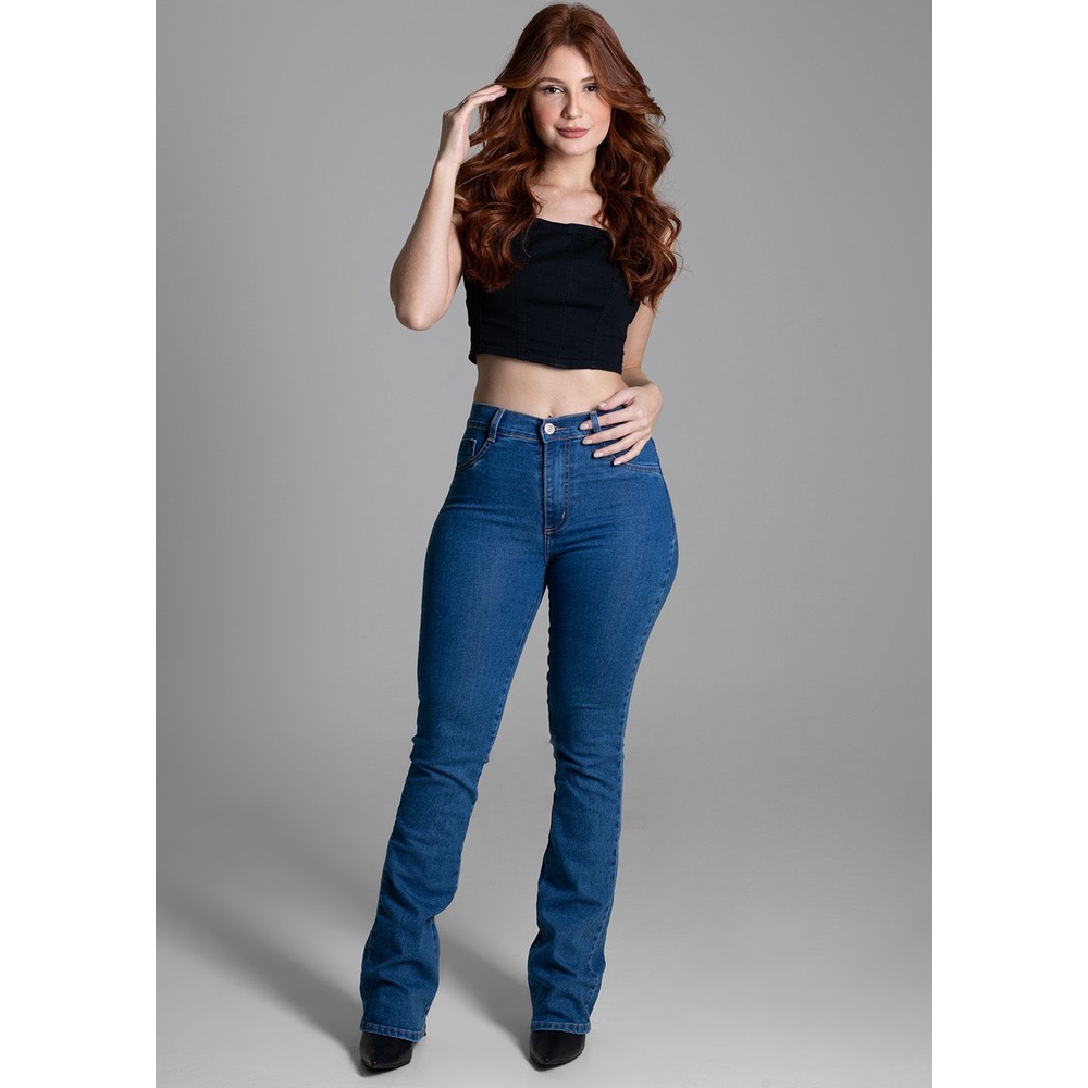 Calvin Klein Jeans Skinny de corte alto calças para mulher, Jeans médio :  : Moda