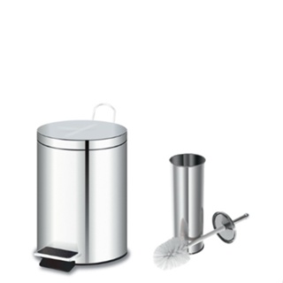 Kit Lixeira Inox 5 Litros + Escova Sanitária Inox 33cm