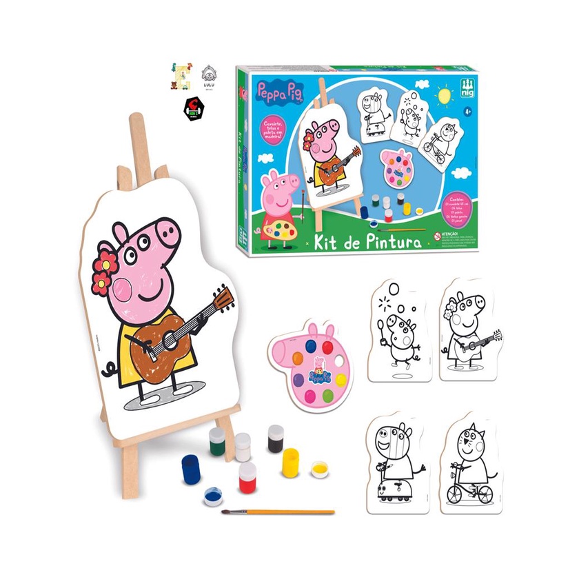 Peppa Pig Kit de pintura telas paleta cavalete madeira NIG | Shopee Brasil