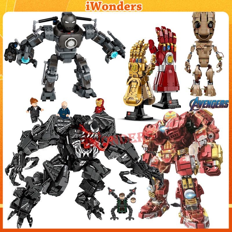 Veneno Forma Completa Homem Aranha Wolverine Pantera Negra Mech Block Brinquedos Doutor Polvo Verde Goblin Batalha Rapaz Presentes