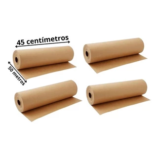 Kit 4 Rolos De Papel Semi Kraft Bobina 45cm X 50mts