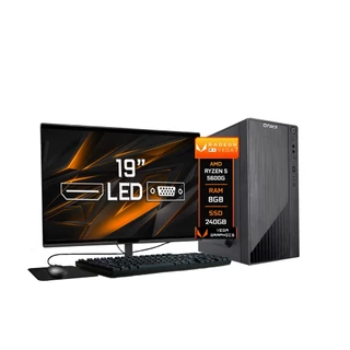 Computador Completo Fácil AMD Ryzen 5 5600G Vega 7 Graphics 8GB DDR4 3000Mhz SSD 240GB Monitor 19" LED Teclado e Mouse