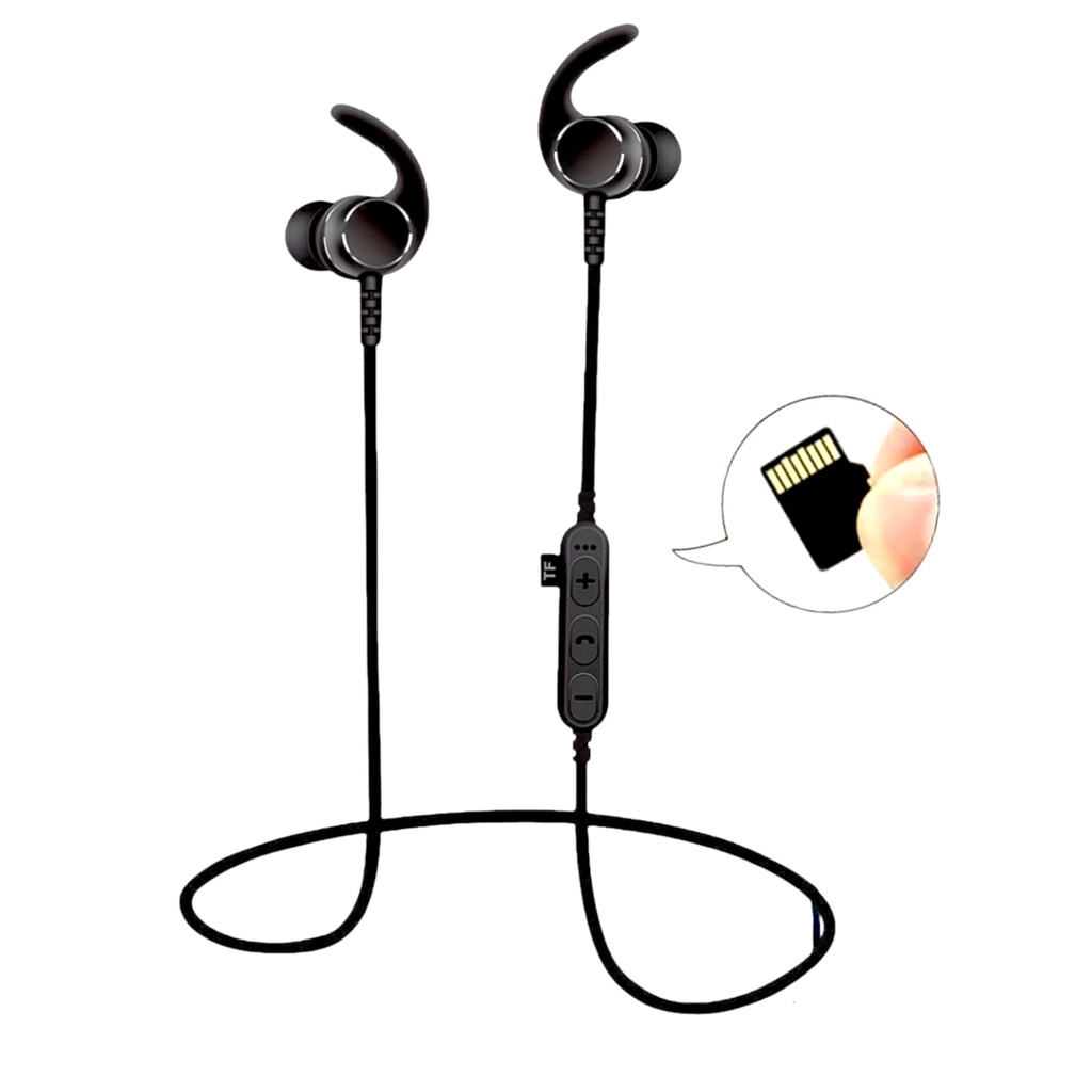 Fone de Ouvido Intra auricular sem fio Bluetooth com entrada de cartão de memória sd Esportivo corridas e academia
