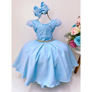 Vestido Infantil Azul Social Daminha Cinderela Princesa Frozen Elsa Luxo  Lorenzetti Vestido Infantil Magazine Luiza