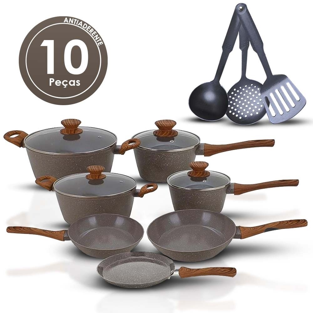 Jogo De Panelas 10 Peças Indução Revestimento Cerâmico