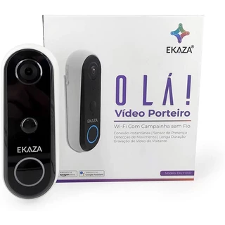 Vídeo Porteiro Inteligente, Wi-fi com Campainha sem Fio, Full HD, compatível com Google Assistente e Alexa - EKAZA