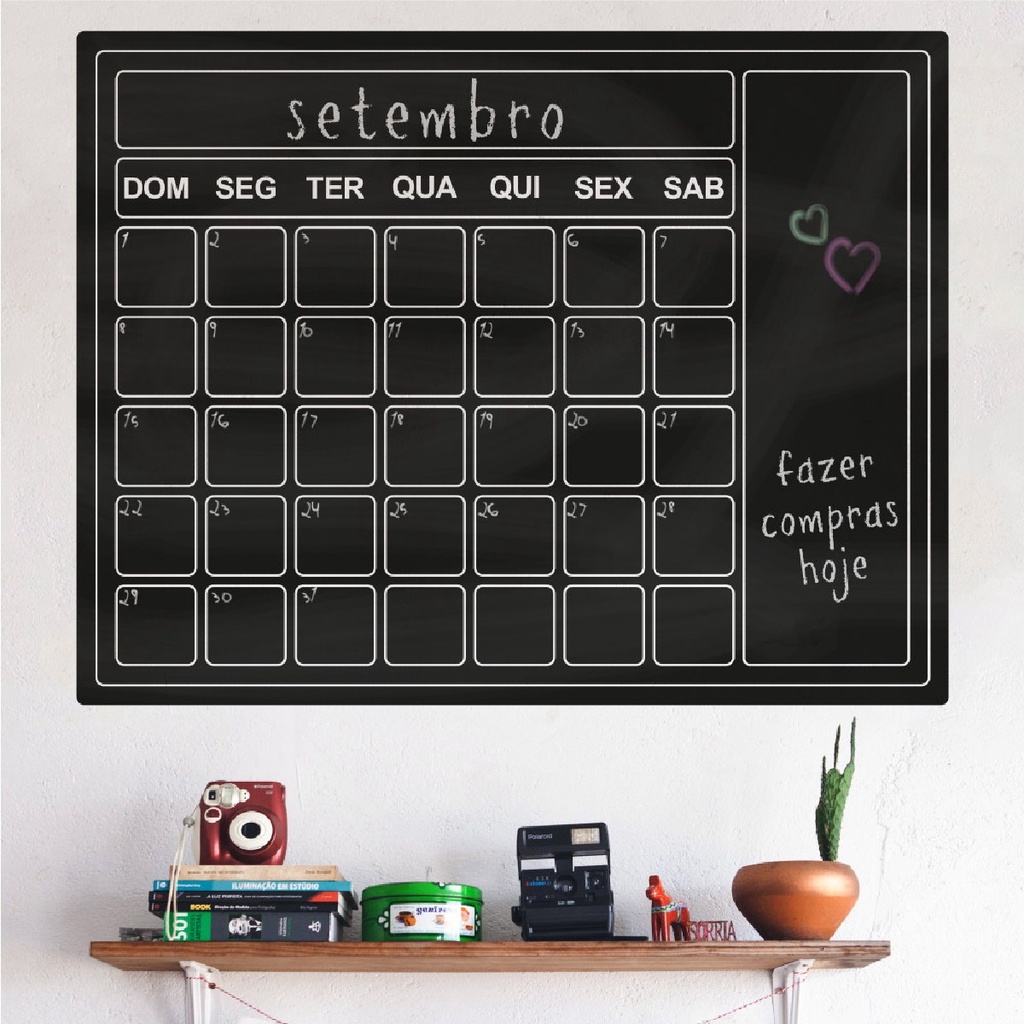 Kit Lousa Calend Rio Adesivo Quadro Planner Mensal Semanal Shopee Brasil