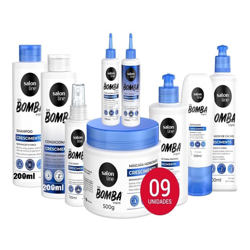 Kit Sos Bomba Original Salon Line C/9 Produtos completo crescimento acelerado