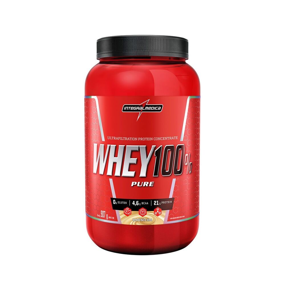 Suplemento Whey 100% Pure IntegralMédica 907g Baunilha