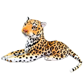 Onça de Pelúcia Safari Realista 55cm Deitada Oncinha Linda