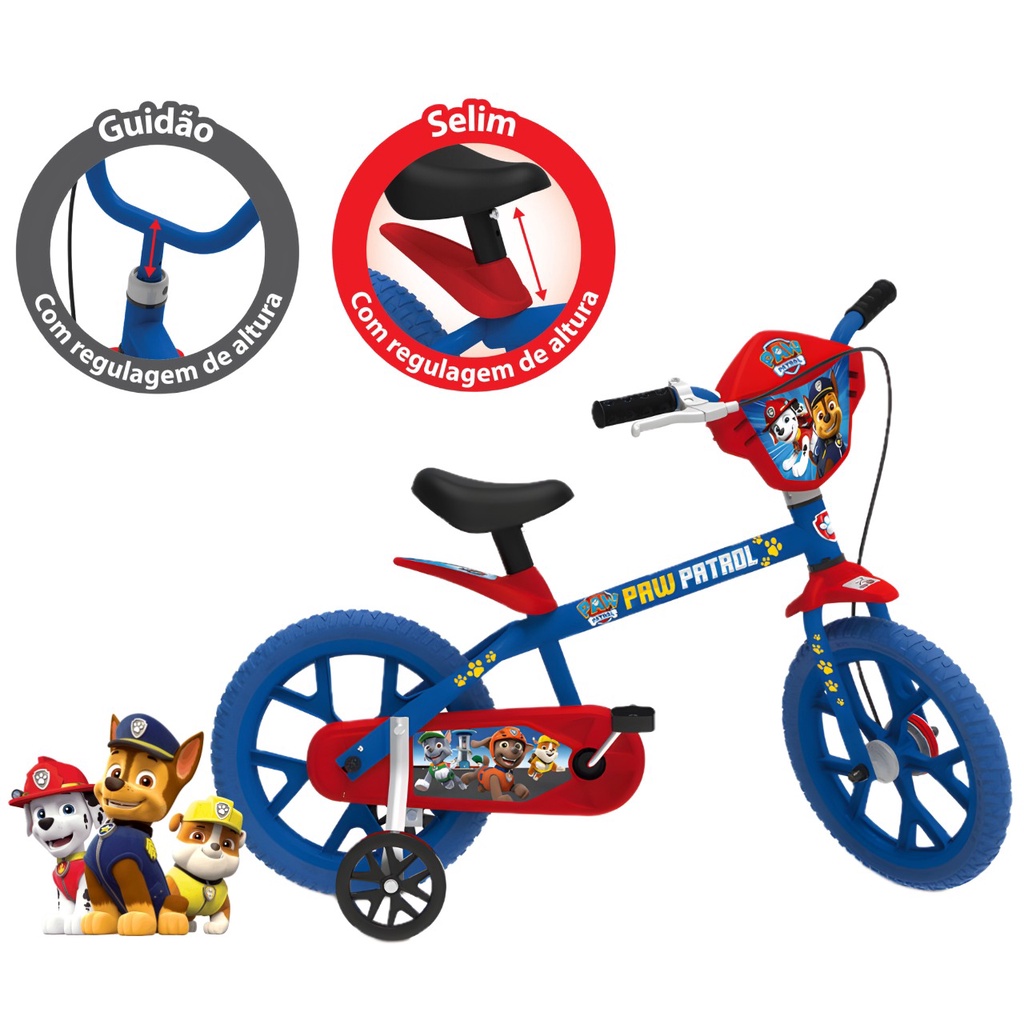 Bicicleta Patrulha Canina Bike Infantil Aro 14 Menino Azul | Shopee Brasil