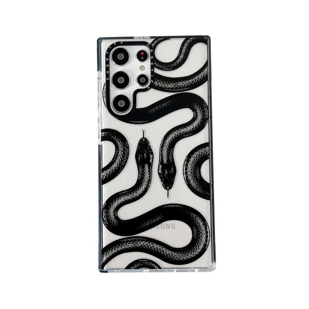 Capa Macia Black Snake Casetify Para Samsung Galaxy S20 S21 S22 S23 S24 Plus Ultra + , TPU