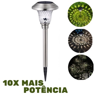Luminaria Luz Solar Jardim Potente Inox Super Led Externa