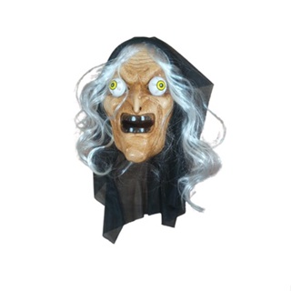 Máscara de bruxa velha de dia das bruxas adereços de cosplay assustador de  dia das bruxas peruca assustadora velha bruxa verde máscara facial completa