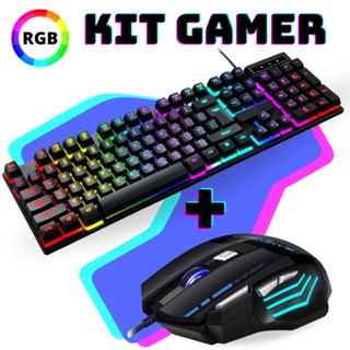 Kit Gamer Teclado Semi-mecânico + Mouse 3200 Dpi RGB Profissional Para Computador Pc Notebook e Video game