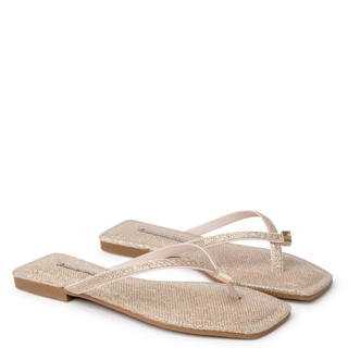 Rasteira Glitter Mini Sextavado Nude Baby